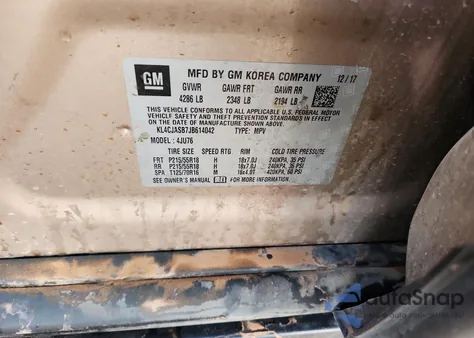 2018 Buick Encore Preferred from USA, damaged, VIN KL4CJASB7JB614042